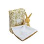 DOUDOU ET COMPAGNIE - Lapin Ocre avec Doudou Mouchoir à Fleurs – Peluche Bébé Mixte Ultra Douce – Doudou Naissance avec Boîte Ca