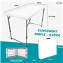 SKYLANTERN® Table Pliante 120 cm d'Appoint Rectangulaire Blanche Hauteur Réglable - Table de Camping 6 Personnes L120 x l60 x H7