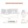 MOBILKTY Lab – Ergo C30W – Combo Clavier + Souris sans Fil Ergonomique – AZERTY, Repose-Poignets, Disposition Ergonomique, Incli