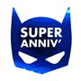 22227 Carte carrée Super ANNIVERSAIRE Masque de Super-héros Batman Bleu Brillant - Avec Enveloppe blanche 15x15cm - Création Édi