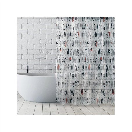 MSV Rideau de Douche Polyester Graphic Design 180x180cm Multicolor - Anneaux Inclus