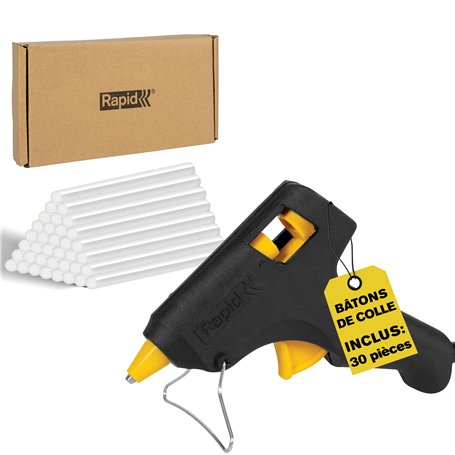 Pistolet à colle chaude Rapid Hobby avec 30 bâtons de colle transparents inclus