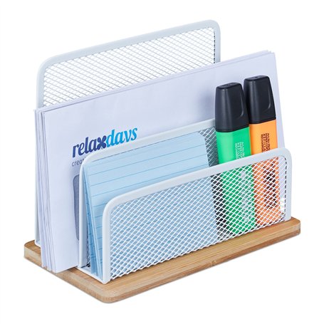 Relaxdays Porte-Lettres métal et Bambou