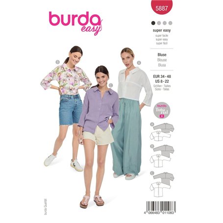 burdastyle Patron de couture 5887 | Blouses de différentes longueurs à coudre soi-même | Femme