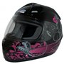 protectWEAR - Casque de Moto Noir Brillant Fleurs Design VS-801-SL - M