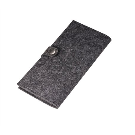 Organiseur de voyage en feutre gris – Sac de voyage moderne pour documents de voyage avec fermeture à bouton-pression – Nombreux