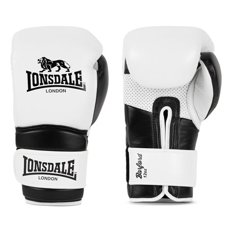 Lonsdale Barford Gants de Boxe en Cuir Blanc/Noir 16 oz