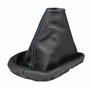 L&P A0032 Soufflet Sac Manchette manchon de commutation 100% cuir véritable veritable noir noire couture fil bleu bleue transmis