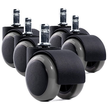 WINTEX Lot de 5 roulettes pour Fauteuil de Bureau - Dimension : 11 x 48 mm - roulettes pour siège de Bureau adapté aux sols Dur