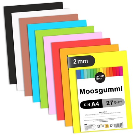 perfect ideaz 27 feuilles de papier mousse de couleur DIN A4
