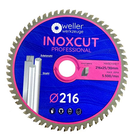WELLERWERKZEUGE I Profi INOXCUT Lame de scie circulaire 216 x 30 mm pour acier