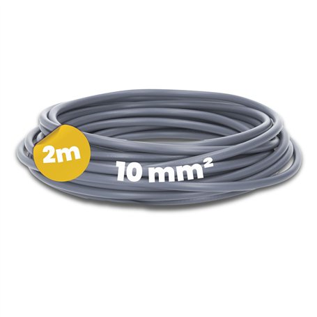 Kalitec Câble de câblage H07V-K 10 mm² gris - 2 m - Flexible - Toron 10 mm² - Câblage à fils fins - Câble unique pour armoire de