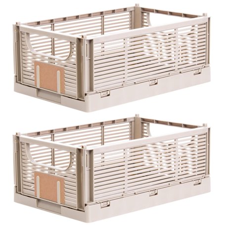 Brandsseller Boîte pliante S Lot de 2 Panier à Provisions stable Corbeille de Transport empilable Caisse de Rangement - Naturel