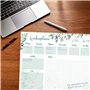 Sous-main A3 eucalyptus avec planificateur hebdomadaire - Liste de tâches - 50 feuilles - Vert - Bloc-notes à déchirer