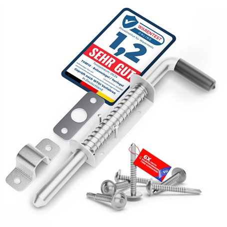 Torfix® Verrou à ressort robuste avec mécanisme à ressort 220 mm – Verrou de porte pour un verrouillage sûr des portails et des