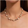 IOETSEUT Femmes Collier Soeur Collier Élégant Imitation Perle Perles Chaîne Collier pour Femmes Collier Mer Mariée Goth Strass R