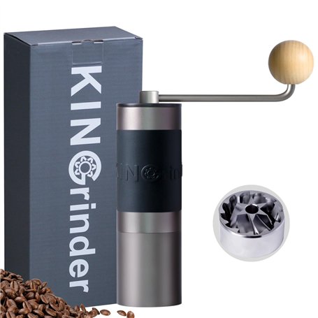 KINGrinder K1 Moulin à café manuel à poignée droite avec 140 degrés de mouture réglables pour Aeropress
