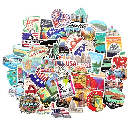 Autocollants USA scrapbook New York sticker esthétique Las Vegas autocollant laptop photoalbum autocollant drapeau USA Grand Can