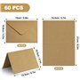 Logei Lot de 60 enveloppes en papier kraft avec cartes - Enveloppes pliantes - Cartes vierges à personnaliser - Enveloppes en pa