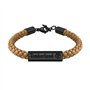 Timberland BAXTER LAKE TDAGB0001801 Bracelet pour homme en acier inoxydable noir et cuir marron Longueur : 18