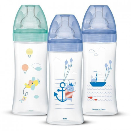 DODIE Lot de 3 Biberons Anti-Colique Sensation+ 330ml +6 Mois. Tétine Plate. Déb 33,99 €