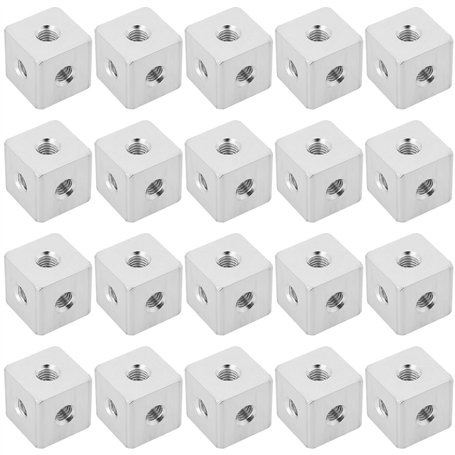 YINETTECH Lot de 20 Connecteurs Cubiques M3 en Aluminium Bloc de Fixation Carré Hexagonal pour Feuille Acrylique Fixe Matériel d