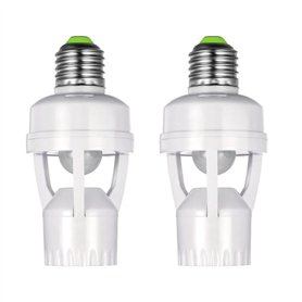 Iegefirm 2 Pièces E27 Adaptateur de Support de Lampe LED Convertisseur de Douille D'Ampoule avec Capteur de Mouvement PIR AC100-