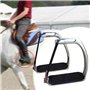 Ziiyoilh Étriers de Sécurité D'Équitation à Haute Résistance, Étriers en Acier Inoxydable Argenté, Équipement de Course en Plein