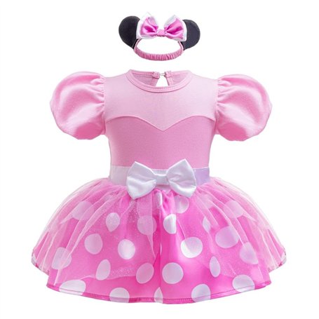 Lito Angels Deguisement Costume Robe Princesse Minnie avec Bandeau pour Bebe Filles Taille 0-3 mois