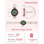 Montre Connectée Femme Ronde Petite Montre Podometre Smartwatch avec Appel Bluetooth Cardiofrequencemetre Oxymetre Chronometre p