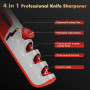 Aiguiseur Couteaux Professionnel manuel 4 en 1 avec bouton réglable à 6 vitesses, aiguiseur de couteaux multifonction profession