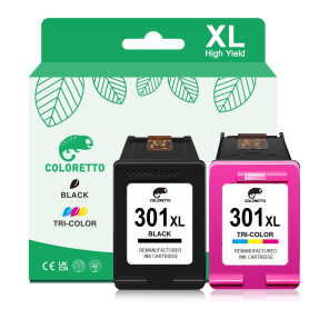 COLORETTO 301XL Cartouche pour HP 301 XL Noir et Couleur DeskJet 1510 2540 1010 1050 2050 Envy 4507 4500 4502 4504 5530 5532 Off