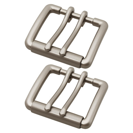 SG Store Lot de 2 boucles de ceinture en cuir à double broche - Diamètre intérieur : 40 mm - Convient pour les sangles de 40 mm