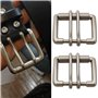SG Store Lot de 2 Boucles de Ceinture en Cuir à Double Ardillon Diamètre Intérieur 40 Mm Adaptées Aux Sangles de 40 Mm Argent An