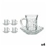 Lot de tasses avec soucoupes 125 ml Transparent verre (12 x 9 x 12 cm) (4 Unités)