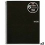 Cahier à Spirale Miquelrius Noir A5 150 Volets (5 Unités)