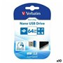 Clé USB Verbatim NANO STORE'N'STAY Bleu Noir 64 GB (10 Unités)