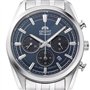 Orient Stretto RA-TX0303L10B Montre chronographe solaire 43 mm Cadran bleu marine Bracelet en acier pour homme RA-TX0303L10B Doi