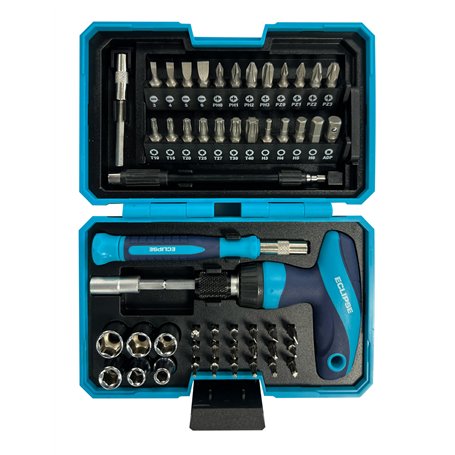 Eclipse Professional Tools ETGRS53PS Jeu de tournevis à cliquet et mini douilles 53 pièces à poignée en T