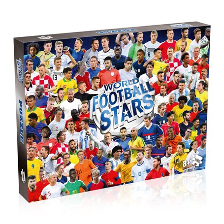 Winning Moves Puzzle 1000 Pieces World Football Stars + Poster – Stars du Football Mondial – Équipes emblématiques