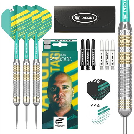 Target Darts Rob Cross 22G Brass Steel Tip Darts Set - Jeu de fléchettes Voltage