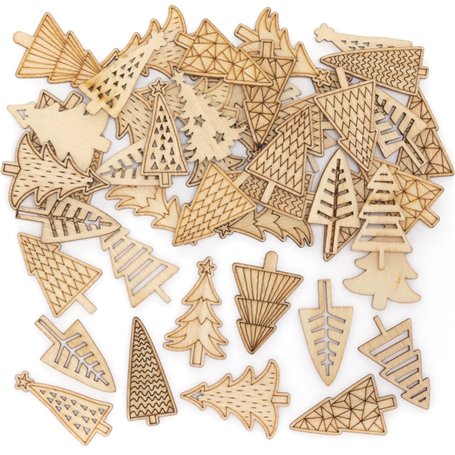 Baker Ross FE982 Mini Formes en Bois pour Enfants motif Sapin de Noël - Lot de 72