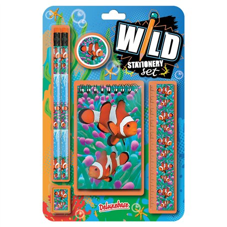 Wild Stationery Set - Poisson Clown de Deluxebase. Ces Kits de Fournitures Scolaires Amusants pour Filles et garçons comprennent