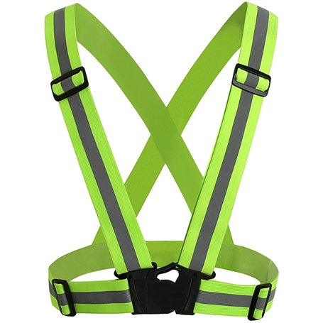 TRIXES Harnais de Sécurité Réfléchissant Haute Visibilité Réglable - Gilet Vert Fluorescent Unisexe