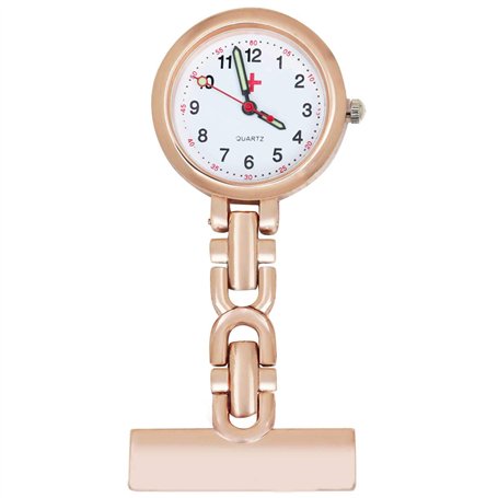 Montre Gousset d'infirmière en métal avec Broche - Ton Or Rose