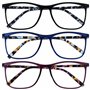 OPULIZE Arc Lunettes de Lecture Pack de 3 Montures Carrées Minces Élégantes Charnières à Ressort Anti-Rayures Noir Bleu Violet B