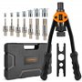 VonHaus Pince à Rivet - 7 Mandrins M3 M4 M5 M6 M8 M10 M12 et 150 Écrous à Rivets Assortis – Set de Filetage avec Mallette de Tra