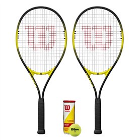 Wilson Energy XL Ensemble de raquettes de tennis avec 2 raquettes et balles de championnat Wilson Energy XL Ensemble de raquettes de tennis avec 2 raquettes et balles de championnat