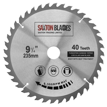 Lame de scie circulaire à bois Saxton TCT - 235 x 30 mm x alésage x 40 dents pour Bosch Makita Dewalt - TCT23540T
