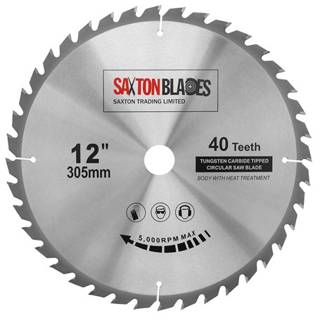 Saxton TCT TCT30540T Lame pour scie circulaire à bois 305 x 30 mm x alésage x 40 dents compatible avec Bosch